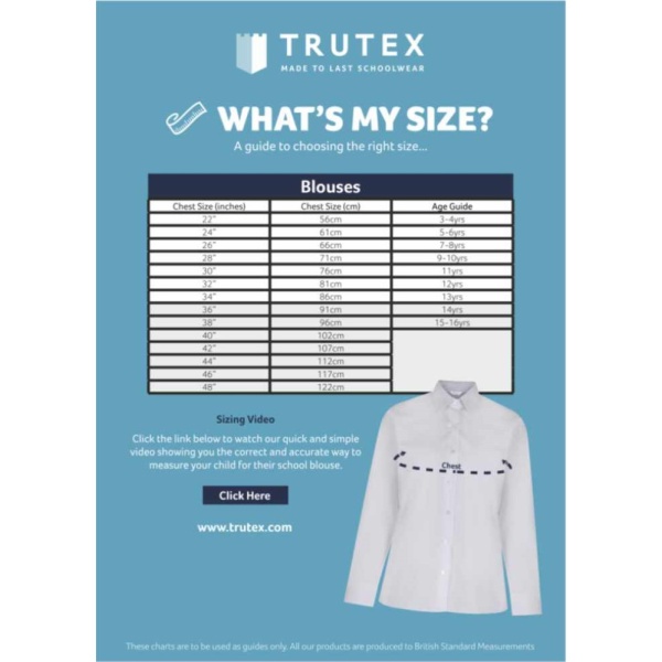 Blouse - White - Twin Pack - Long Sleeve - Trutex, James Hornsby School, Beauchamps High School, Shirts & Blouses, Castle View School, Cornelius Vermuyden